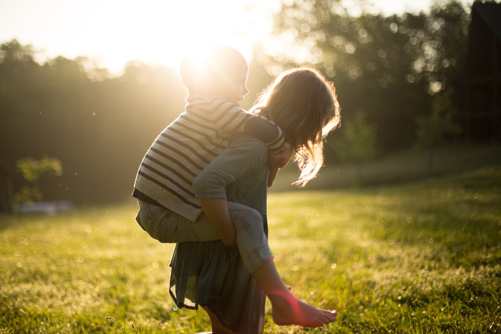 Siblings Doing Piggyback Play